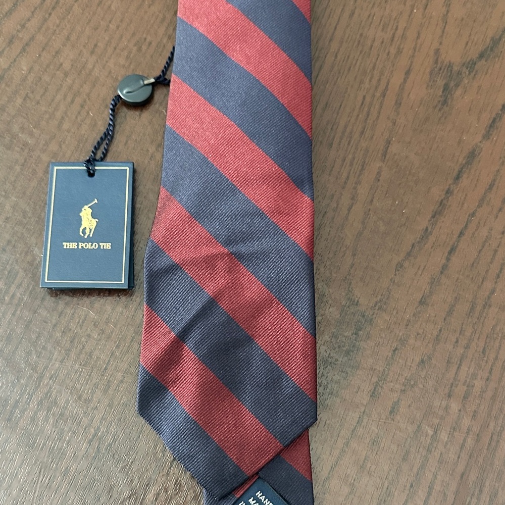 Polo by Ralph Lauren Burgundy and Navy Striped Tie